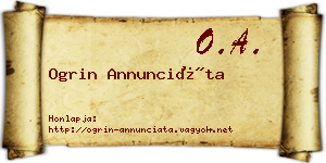 Ogrin Annunciáta névjegykártya